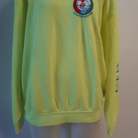 NWT Womens Aviator Nation Neon Yellow Governors Ball Graphic Sweatshirt M - Picture 8 of 15